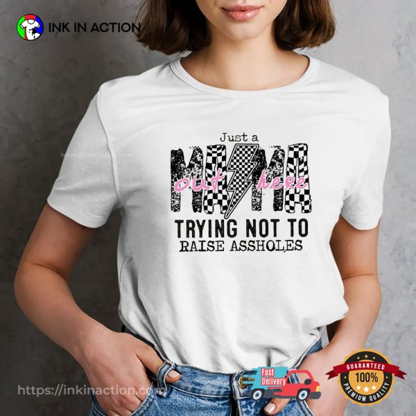 Just A Mom Out Here Groovy Retro Style T-shirt