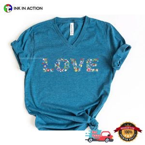 LOVE Floral Flower Comfort Colors T shirt 2