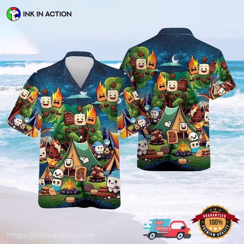Marshmallow Camping Snack Hawaiian Shirt Marshmallow Camping Snack Hawaiian Shirt