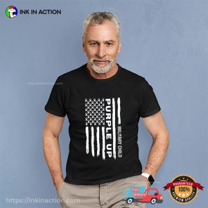 Military Child Purple Up American Flag T-shirt