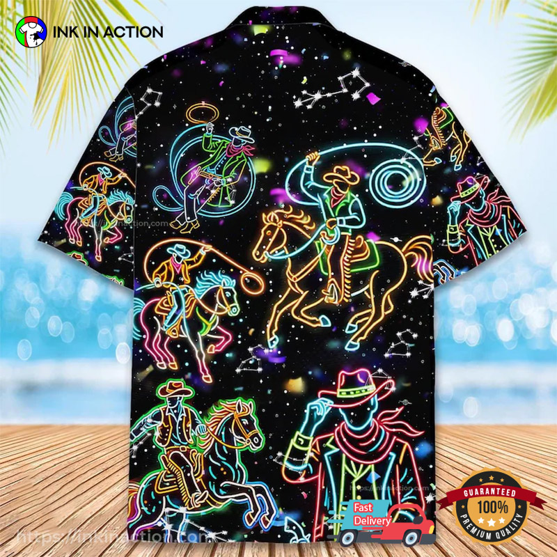 Neon Cowboy Rodeo Hawaii Shirt Neon Cowboy Rodeo Hawaii Shirt