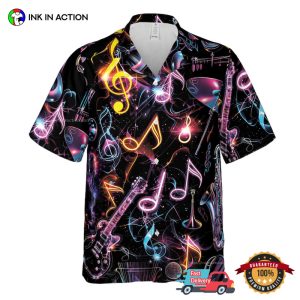 Neon Music Note Guitar Hawaiian Shirt 2