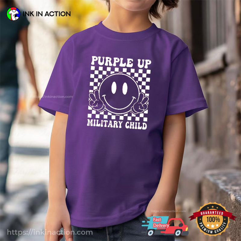 Purple Up Military Child Smily Face T-shirt Purple Up Military Child Smily Face T-shirt