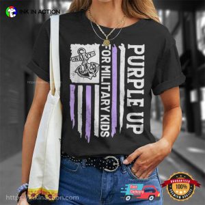 Purple Up Military Kids Honoring Military Navy T shirt 3