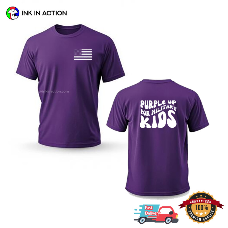 Purple Up For Military, America Purple Up Day 2 Sided T-shirt Purple Up For Military, America Purple Up Day 2 Sided T-shirt