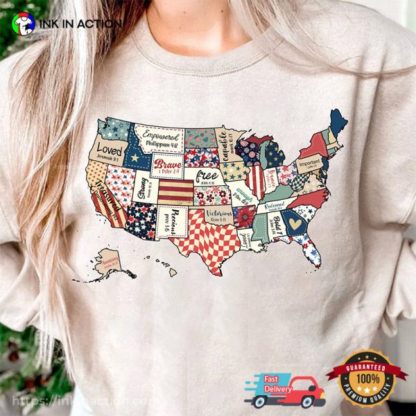 Retro America USA Map Bible Verse T-shirt