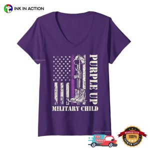 Retro Purple Up Military Child USA Flag T shirt 3