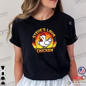 Steve’s Lava Chicken Pixel Gaming T-shirt