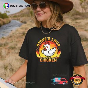 Steve’s Lava Chicken Pixel Gaming T shirt 3