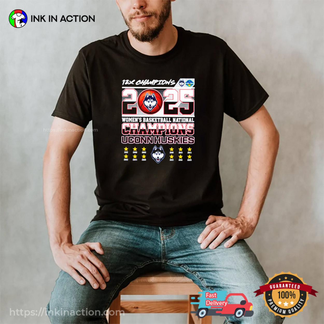 UConn Huskies 2025 National Champions 12x Champions T-shirt UConn Huskies 2025 National Champions 12x Champions T-shirt