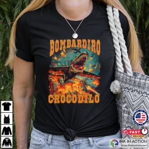 Vintage Bombardiro Crocodilo Brainrot Meme T-shirt