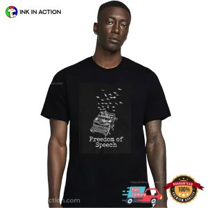 White Vintage Typewriter Freedom Of Speech Shirt