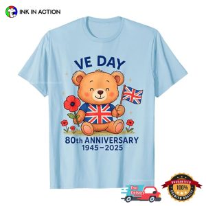 2025 VE Day 80th Anniversary British Teddy Bear T-shirt