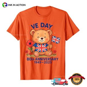 2025 VE Day 80th Anniversary British Teddy Bear T shirt 3