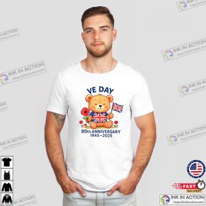 2025 VE Day 80th Anniversary British Teddy Bear T-shirt