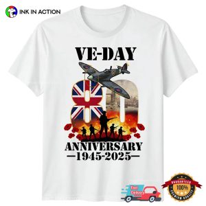 80 Anniversary 1945 2025 VE Day, Victory in Europe Day T shirt 3