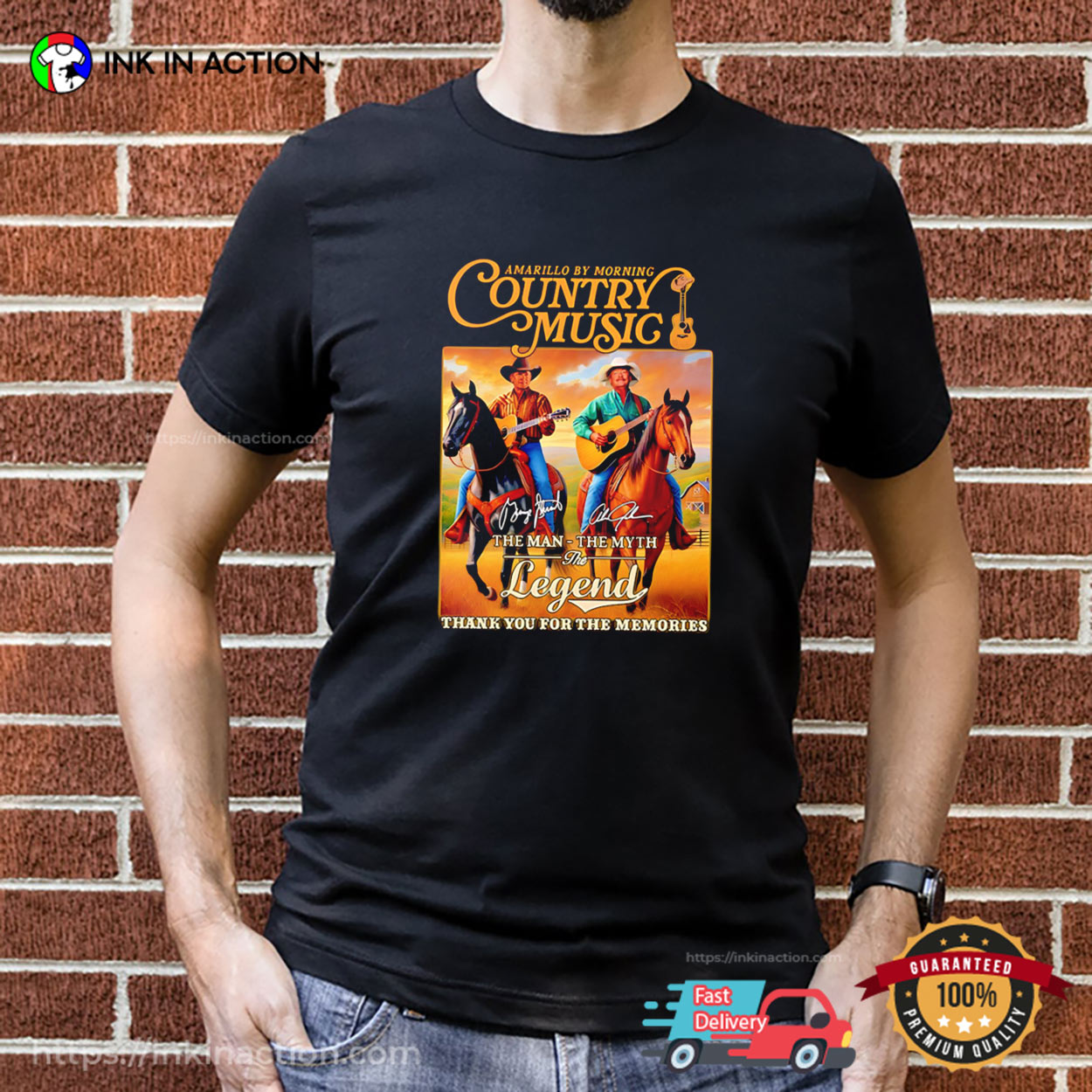 Alan Jackson And George Strait Amarillo By Morning Country Music Memories T-shirt