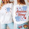 American Honey Flag Bows Coquette 2 Sided T-shirt