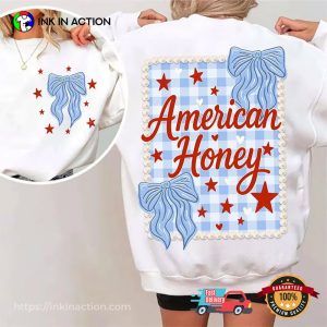American Honey Flag Bows Coquette 2 Sided T shirt 3