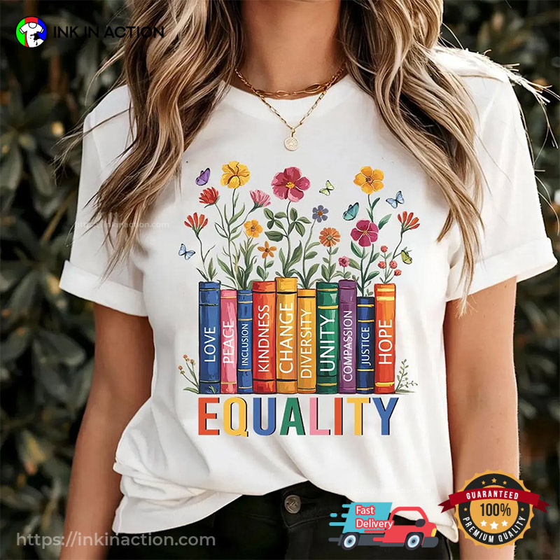 Books Equality Flower LGBT Pride Comfort Colors T-shirt