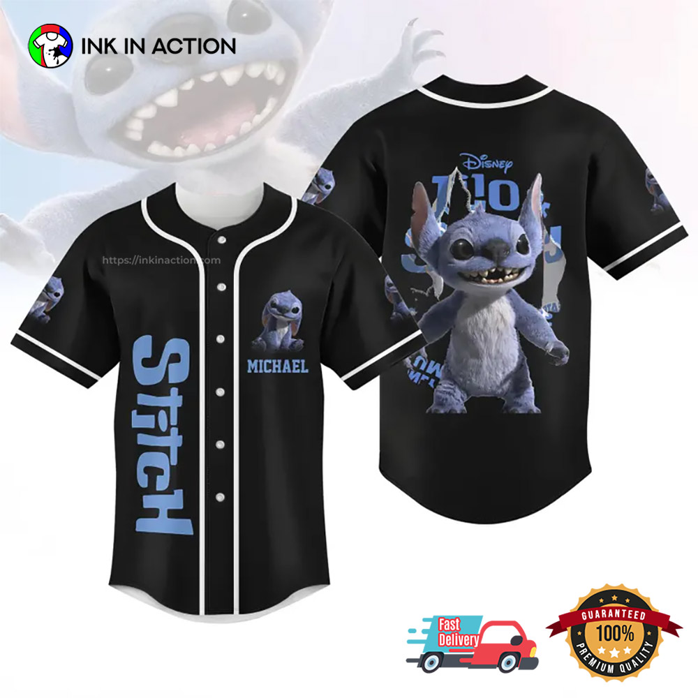 Custom Disney World Movie Lilo And Stitch Baseball Jersey Custom Disney World Movie Lilo And Stitch Baseball Jersey