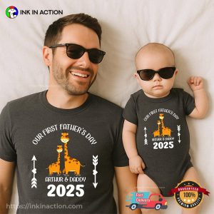 Custom Matching Our First Father's Day 2025 T shirt 2