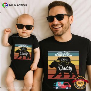 Custom Our First Father's Day Matching Daddy Bear T shirt 3