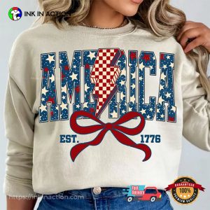 Fourth Of July Independence Day Coquette Bow T-shirt
