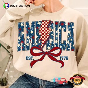 Fourth of july independence Day Coquette Bow T shirt 2