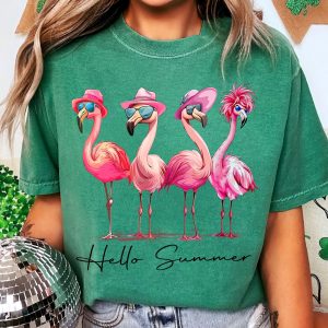 Hello Summer Flamingo Beach Vibes Comfort Colors Tee