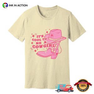 It's Cool To Be A Cowgirl Pink Boot And Hat Comfort Colors T shirt 3