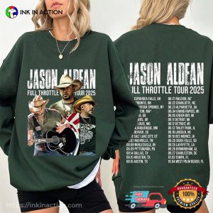 Jason Aldean Full Throttle Tour 2025, Aldean Country Music Concert 2 sided T shirt 1
