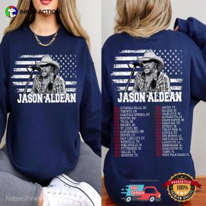 Jason Aldean Full Throttle Tour 2025 Schedules 2 sided T shirt 2