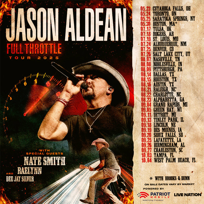 Jason Aldean's Full Throttle Tour 2025 Schedules