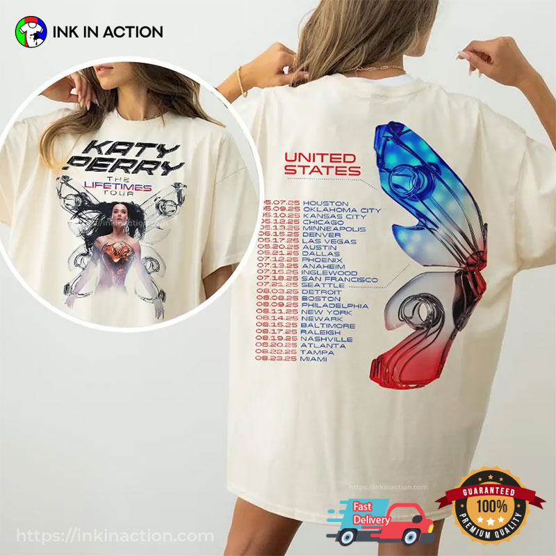 Katy Perry The Lifetime Tour 2025 Schedules 2-sided T-shirt Katy Perry The Lifetime Tour 2025 Schedules 2-sided T-shirt