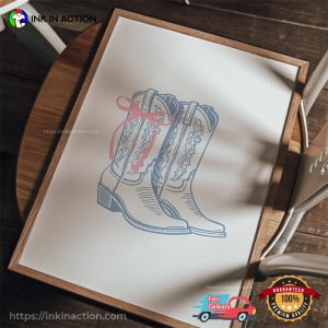 Light Blue Coquette Bow Cowboy Wall Art 1