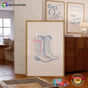 Light Blue Coquette Bow Cowboy Wall Art