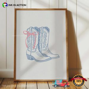 Light Blue Coquette Bow Cowboy Wall Art