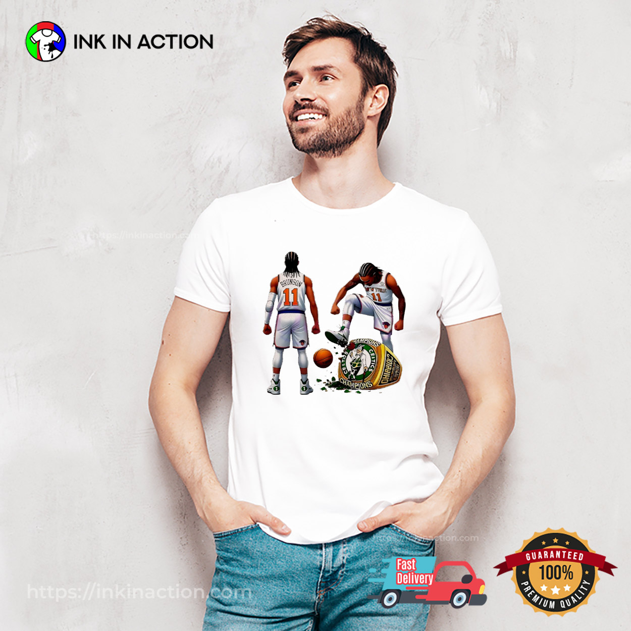 New York Knicks Jalen Brunson Trample Boston Celtics NBA T-shirt New York Knicks Jalen Brunson Trample Boston Celtics NBA T-shirt