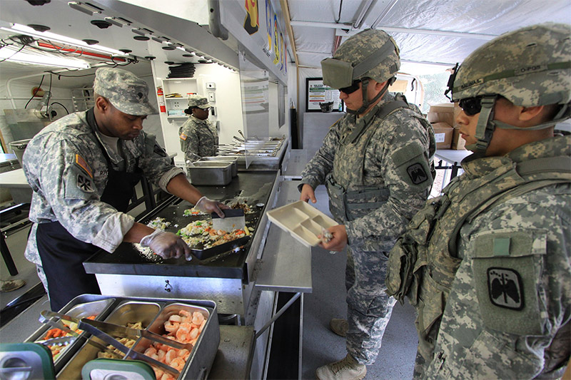 Serves food inside the USA Ảmy