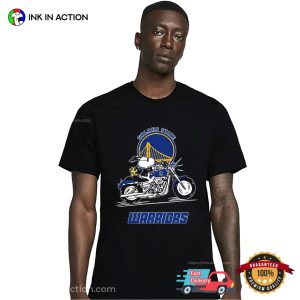 Snoopy And Woodstock Driving Motorbike Golden State Warriors T-shirt