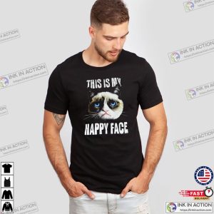 This Is My Happy Face Funny Grumpy Cat Face T shirt 2