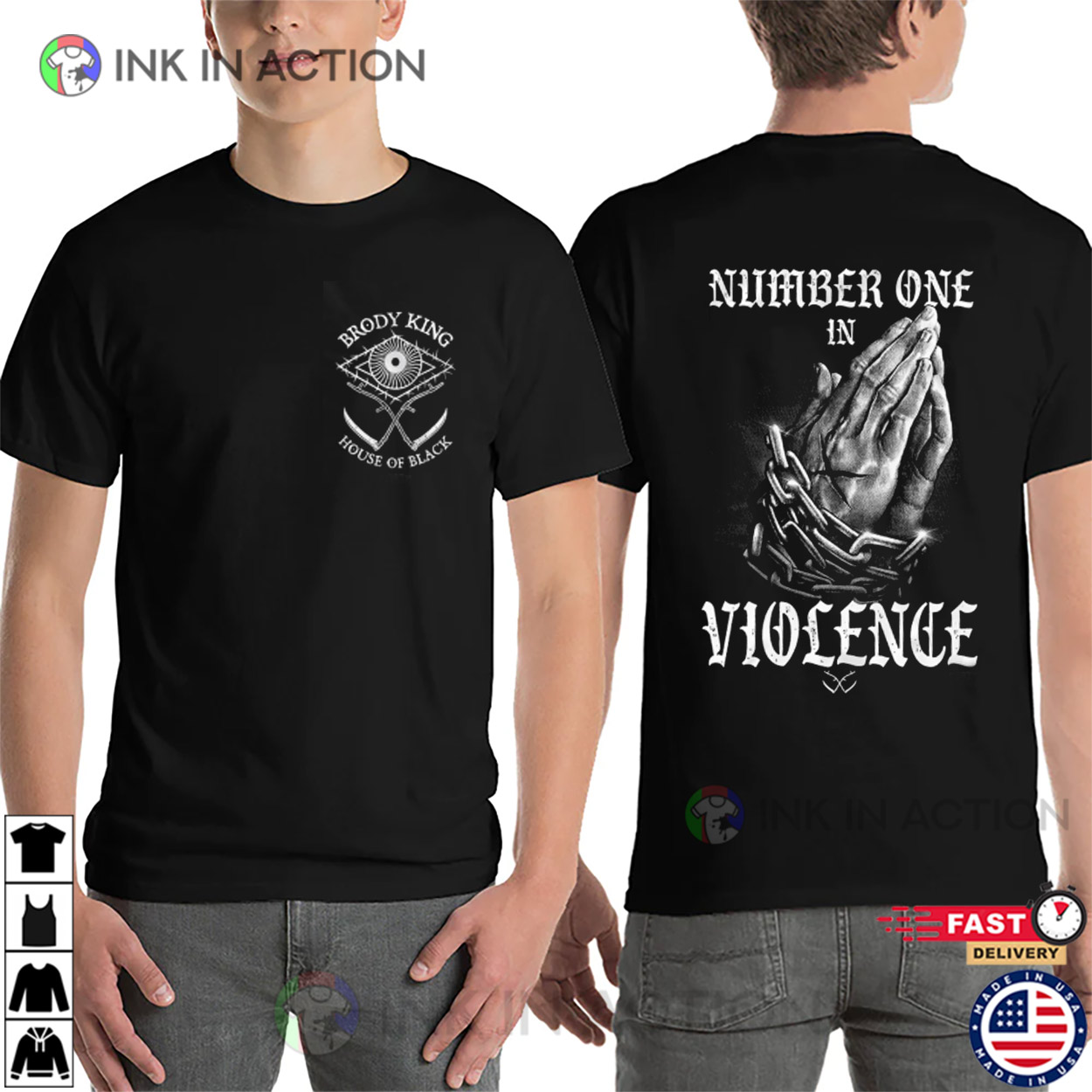 Brody King Number One In Violence House Of Black T-shirt Brody King Number One In Violence House Of Black T-shirt