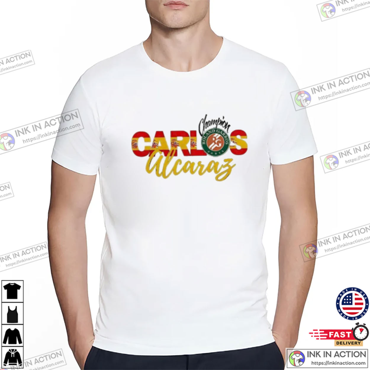 Carlos Alcaraz Winner Champion Roland Garros 2025 The French Open T-shirt Carlos Alcaraz Winner Champion Roland Garros 2025 The French Open T-shirt