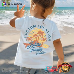 Custom Location Family Vacation 2025 Back T-shirt