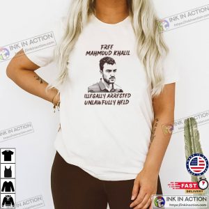 Free Mahmoud Khalil Illegally Arrested Unlawfully Held Portrait T-shirt