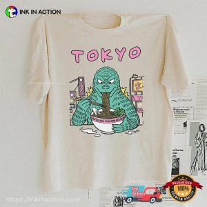 In Tokyo Godzilla Eat Ramen Funny Monster Shirt