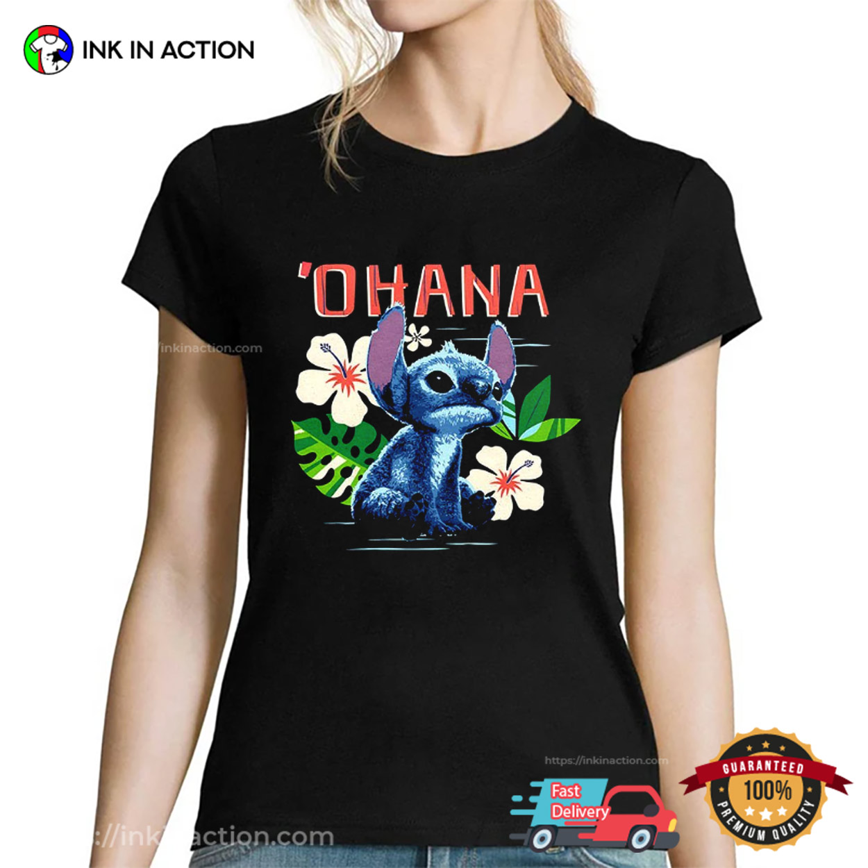 Lilo And Stitch Ohana Flowers T-shirt Lilo And Stitch Ohana Flowers T-shirt