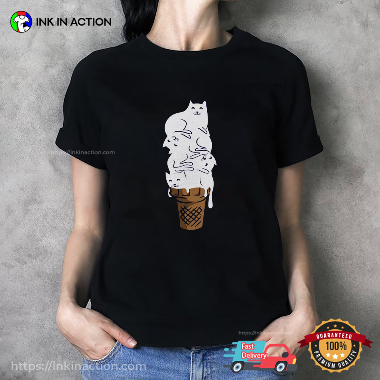 Meow Ice Cream Cute Cats Ice Cream Day Shirt