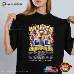 NBA Oklahoma City Thunder Champions 2025 Signatures T shirt 3